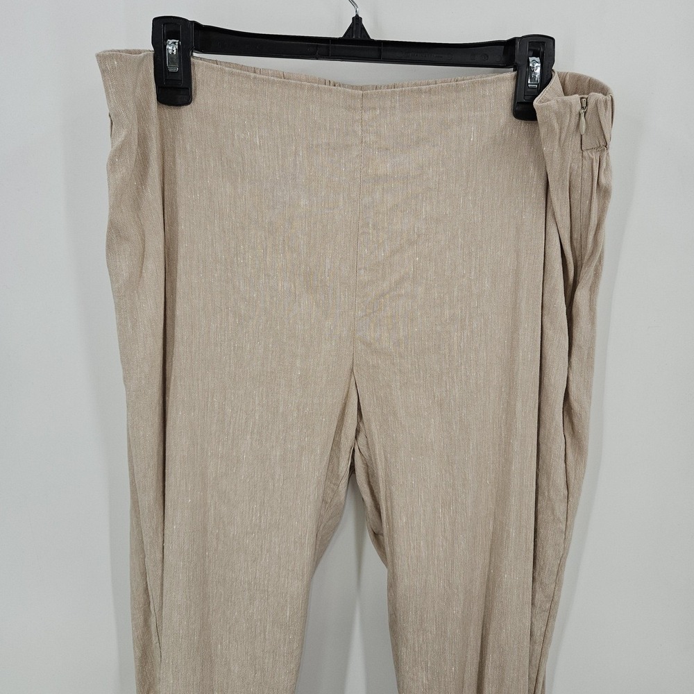 J Jill Linen Stretch Pants Women L Petite Beige Crop Straight Preppy Coastal - Picture 3 of 14